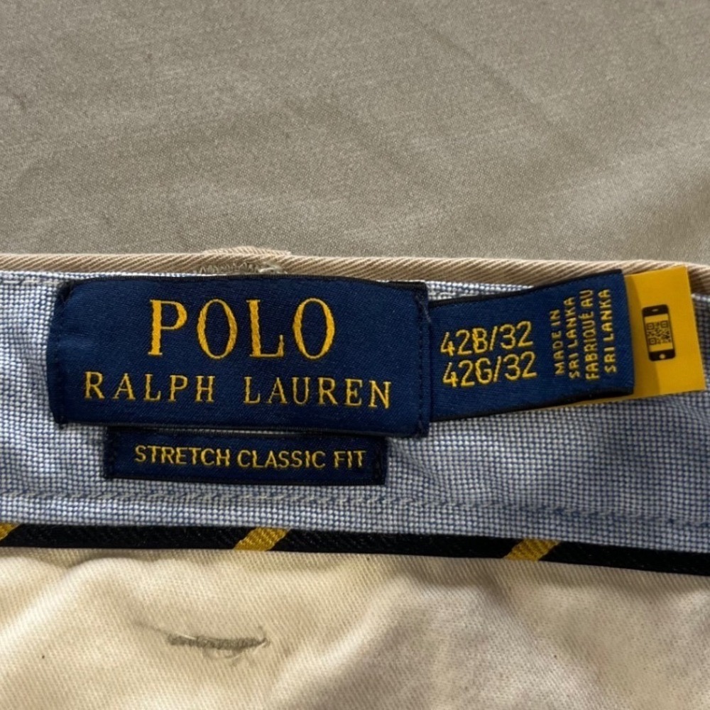 Polo Ralph Lauren Chino Pants Twill Mens 42x32 Khaki Tan Stretch Classic Fit EUC - Picture 3 of 11